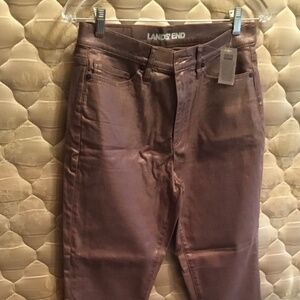 Lands End Rose Gold Metallic High Rise Slim Ankle Jean Size 8